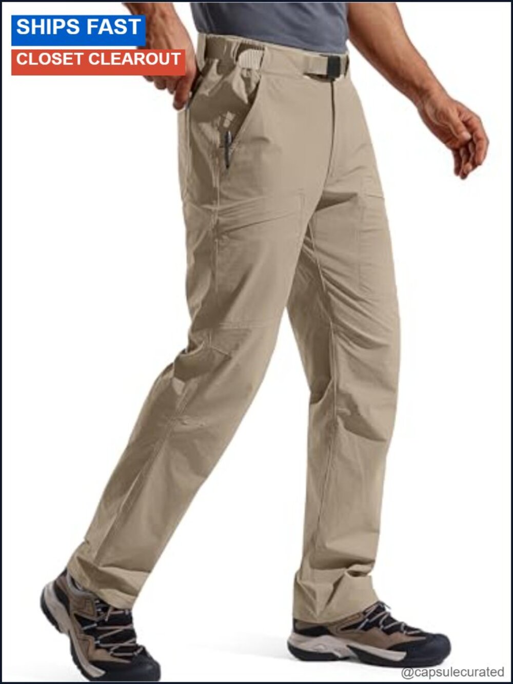 Men's Quick-Dry Nylon Spandex Cargo Hiking Pants with Belt